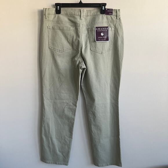 Gloria Vanderbilt Amanda Jeans Classic Rise Tapered Leg Light Green 16 Short NWT - Picture 2 of 6